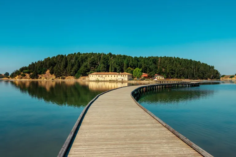 Wooden,Bridge,In,Zvernec,Connecting,The,Island,With,The,Mainland,